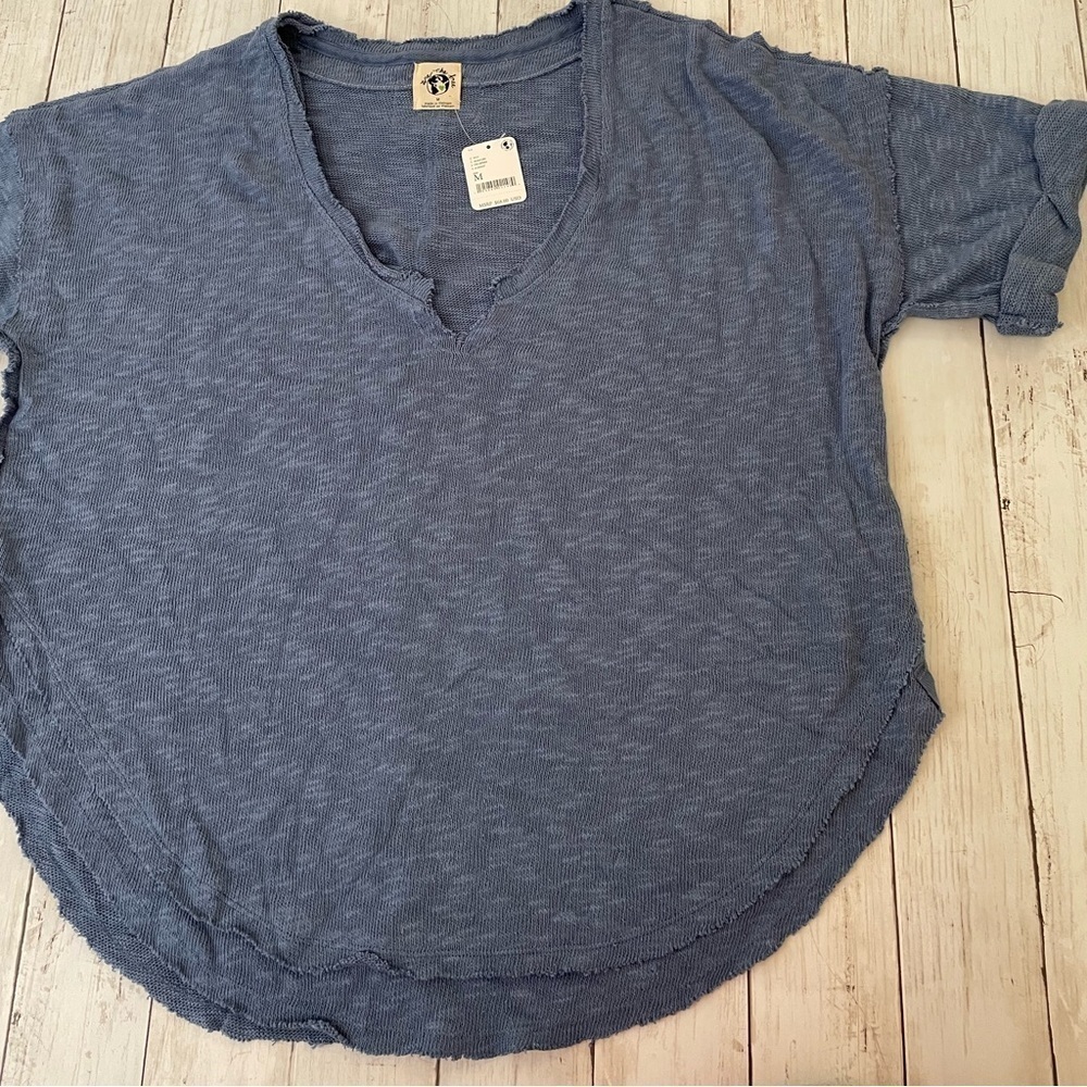 Free People Blue Sweater Top Blue Shaded Lake M lagen look skater baggy Y2K